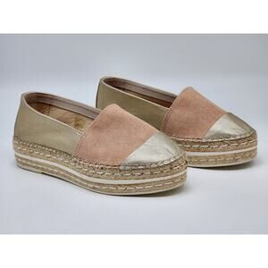 French La Maison espadrilles Pink Metalic Shoes Size 38 US 7.5